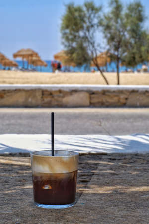 Iced coffee on the beach in Hurghada, Egypt.の写真素材