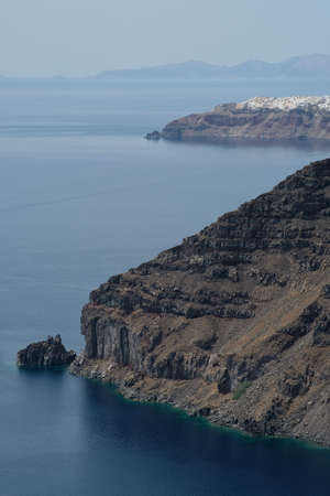 Santorini island, Greece. Panoramic view of the caldera.の写真素材