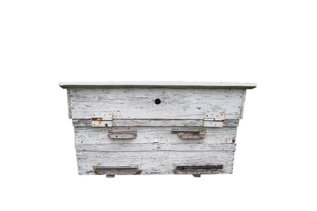 Bee hive is isolated. Old broken.の写真素材