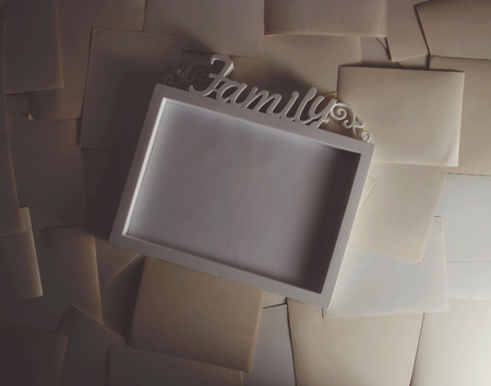 Mock up letter. Books of vintage. The business card is empty.の写真素材