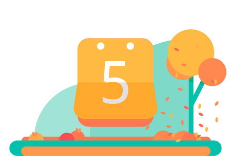 October 5 calendar. Vector flat design. On a bright background.のイラスト素材