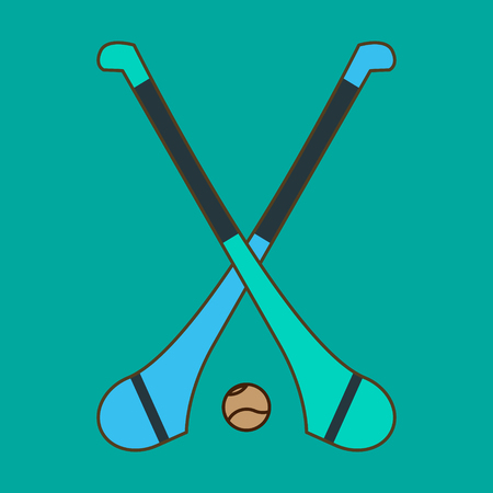 Logo vector hurling game. Irish hurling. Hurley and sliotar.のイラスト素材