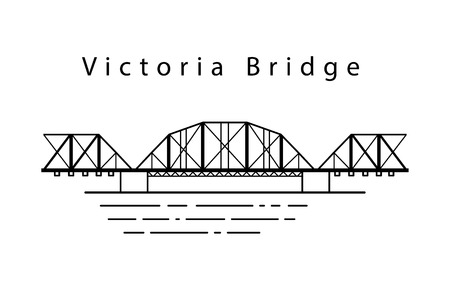 Victoria Bridge vector illustration on white background.