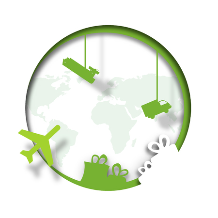 Dropshipping bussines. Paper art vector icon.のイラスト素材