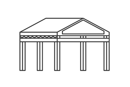 Carport for cars at home. Vector carport design in flat lines.のイラスト素材