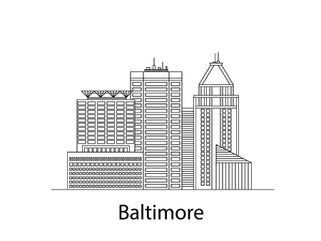 The Baltimore sketch. City sticker in lines. Vector in the outline.のイラスト素材