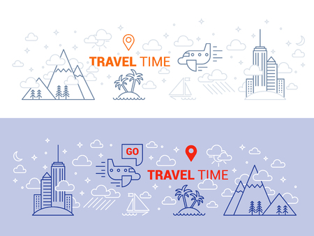 Trip planning service. Cheap flights. The concept of travel. Vector flat.のイラスト素材