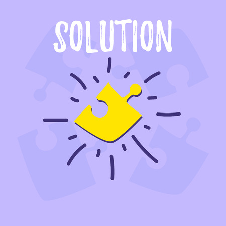 Puzzle vector cartoon. The symbol of the problem or task. Problem solving concept. There is an idea how to solve.のイラスト素材