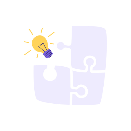 Puzzle vector cartoon. The symbol of the problem or task. Problem solving concept. There is an idea how to solve.のイラスト素材