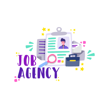Job agency find labor. Job services happen through one-stop centers. Cartoon vectorのイラスト素材