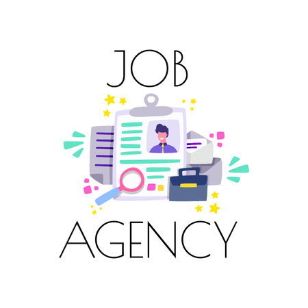 Job agency for employers and workers. Consultation on unemployment. Cartoon vector.のイラスト素材
