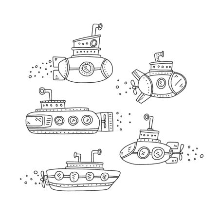 Advertising poster set submarine quick sketch.のイラスト素材