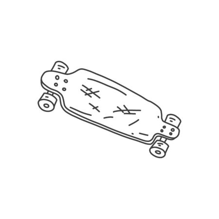 banner skateboard hand drawn skate sketch board. equipment for extreme active sports, consisting in skating and in performance various fashion tricks on skateboard. vector illustration.のイラスト素材