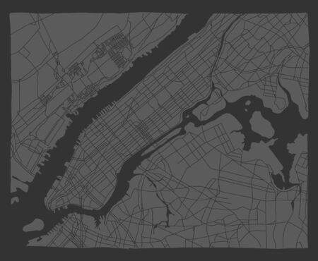 A satellite image is taken of a certain part of the earth, America is divided into quarters of the road. The river divides two parts of the city.のイラスト素材