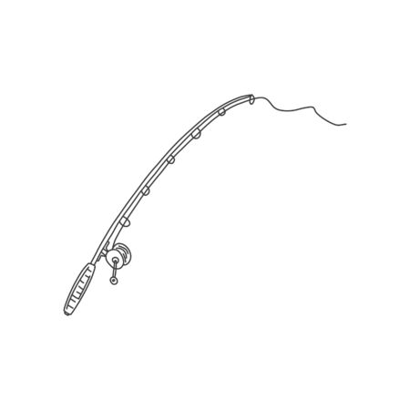 United fishing rod, sketch hand drawn fish art. Straightened device designed catch aquatic creature. decomposed condition ready use. Sketch pencil minimalism.のイラスト素材