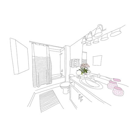Beautiful interior large bathroom and toilet.のイラスト素材