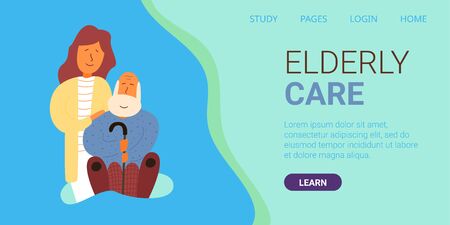 Banner written elderly care. vector illustrationのイラスト素材