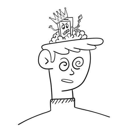 Man is controlled by artificial intelligenceのイラスト素材