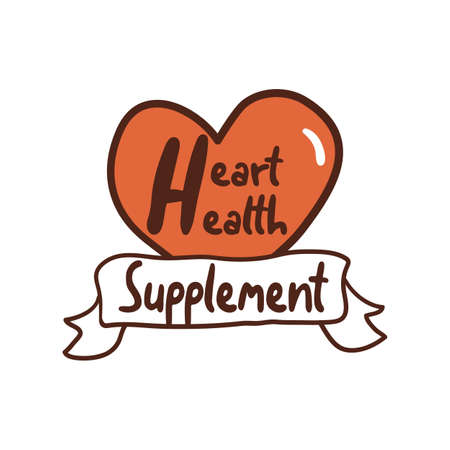 Heart health supplement, medicine label conceptのイラスト素材