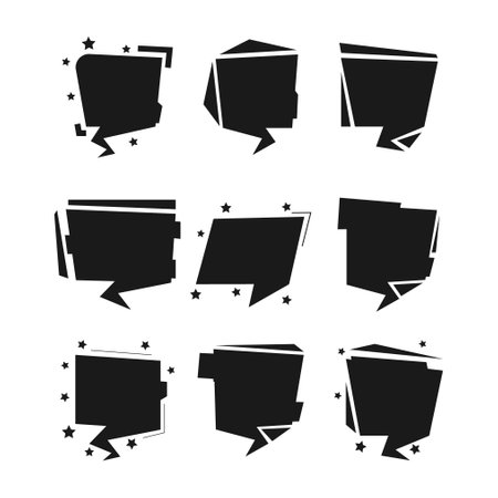 Set of black stickers, vector illustrationのイラスト素材
