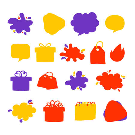 Set of colored stickers, vector illustrationのイラスト素材