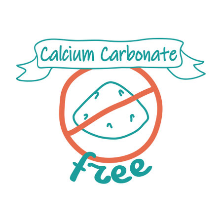 Calcium carbonate free quality, product stickerのイラスト素材