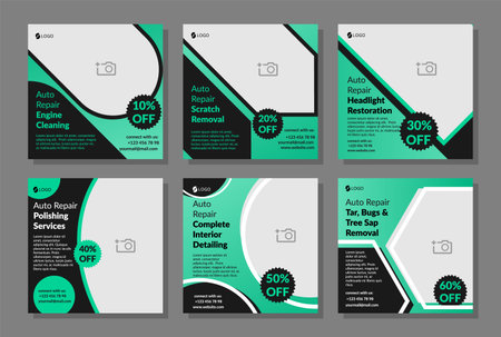 Set of banners for social network. Auto repairのイラスト素材