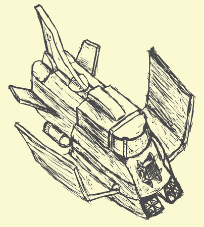 Space ship, painted and sketchedのイラスト素材
