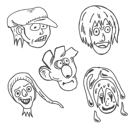 Five drawes humor facesのイラスト素材