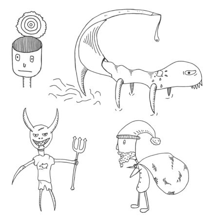 Four characters in the set のイラスト素材