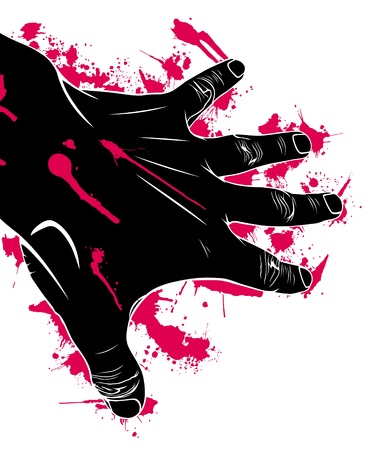 Hand in blood, abstraction, vector illustrationのイラスト素材