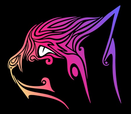 Cat in the black backgroundのイラスト素材