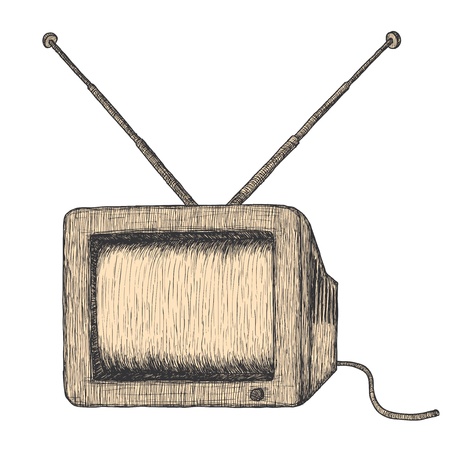 Hand drawn retro TV, detailedのイラスト素材