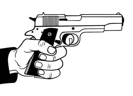 Gun in hand, vector illustrationのイラスト素材