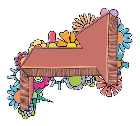 Hand drawn arrow with flowersのイラスト素材