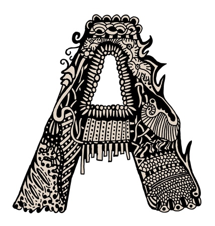 Hand drawn letter A, ancient styleのイラスト素材