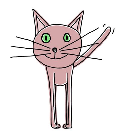 Joy hand drawn cat, cartoon illustrationのイラスト素材