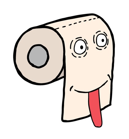 Hand drawn toilet paper smile, cartoon illustrationのイラスト素材