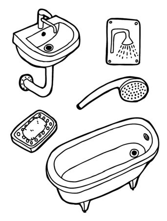 Set of hygiene, hand drawn のイラスト素材