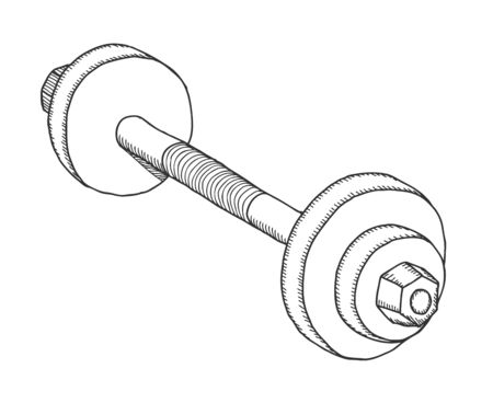 Hand drawn dumbbell, vector illustrationのイラスト素材
