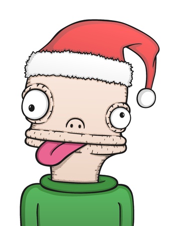 Xmas comic face, vector illustrationのイラスト素材