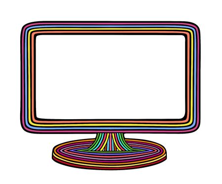 Styled rainbow monitor,  vector illustrationのイラスト素材
