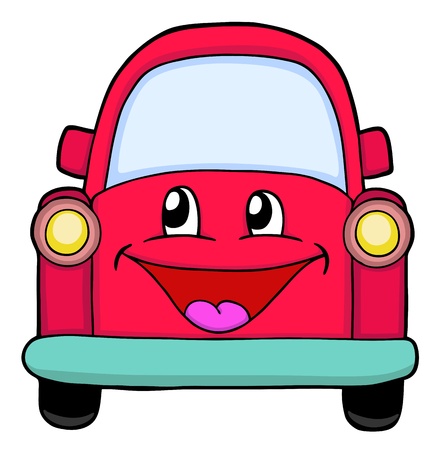 Cute red car, painted illustrationのイラスト素材