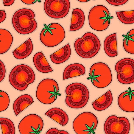 Seamless pattern of tomatoes, vector illustrationのイラスト素材