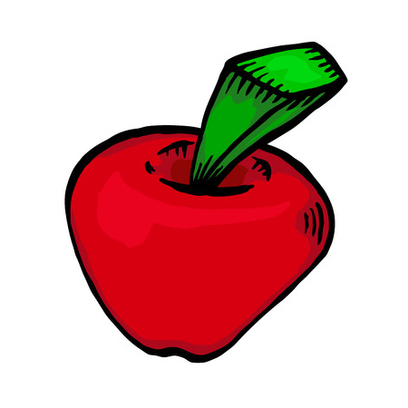 Painted red apple, vector illustrationのイラスト素材