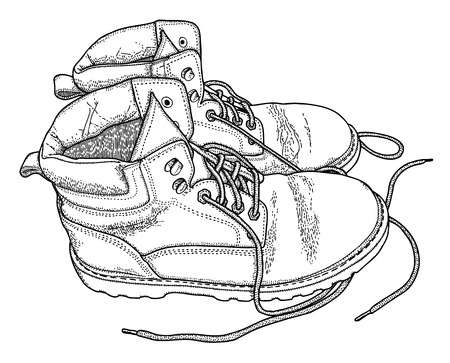 Hand drawn fatigue boots, vector illustrationのイラスト素材