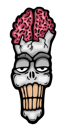 Skull with opened brain, vector illustrationのイラスト素材