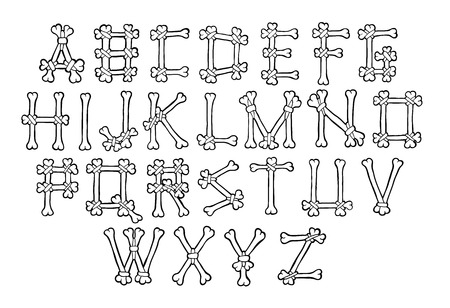 Bones Alphabet vector, font illustration.のイラスト素材