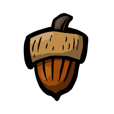 Painted cartoon of acorn, vector illustrationのイラスト素材