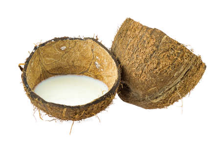 Coconut Shell Isolated on White Background.の写真素材
